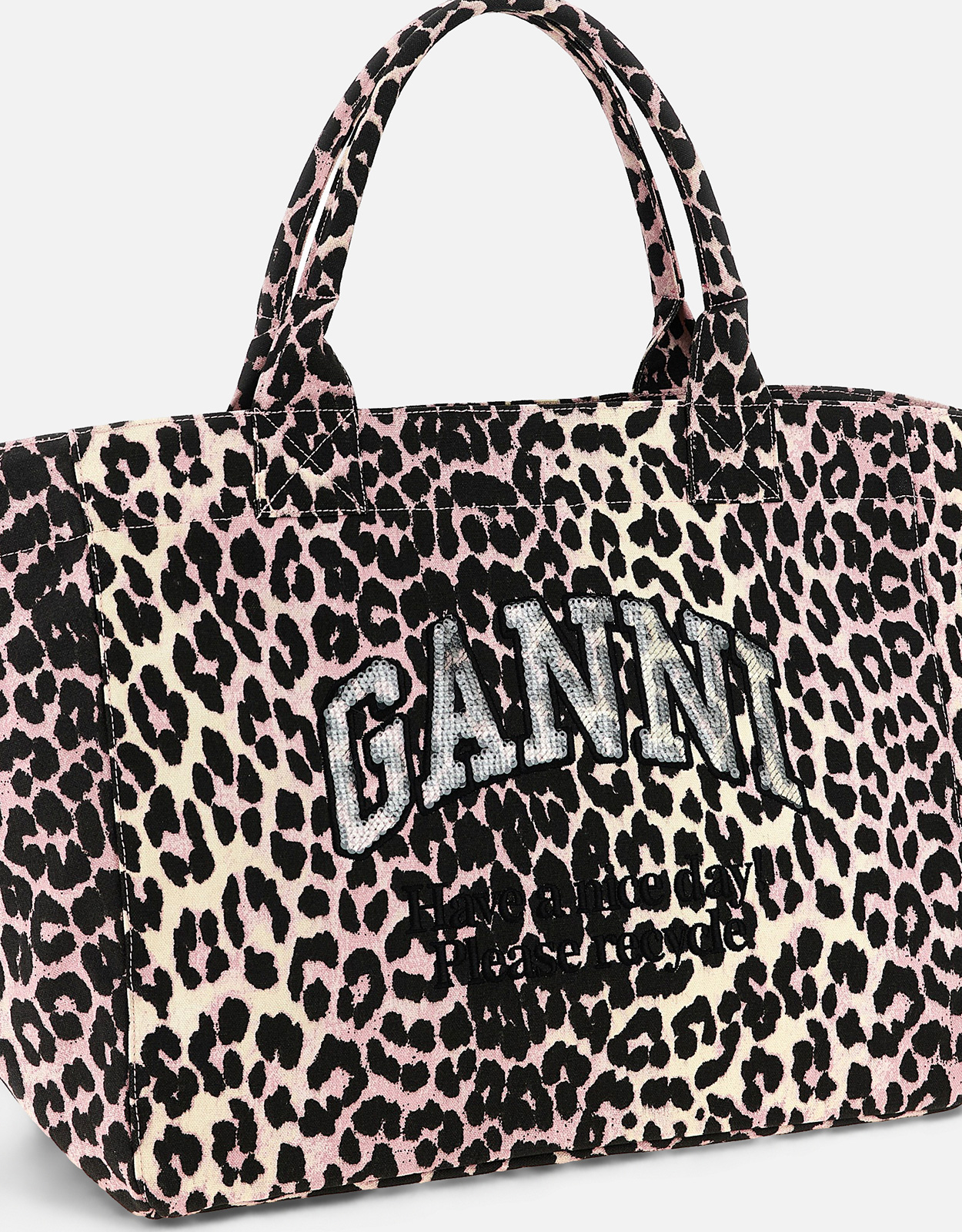Ganni XXLヒョウ柄スパンコールトートバッグ () IFCHIC.COM