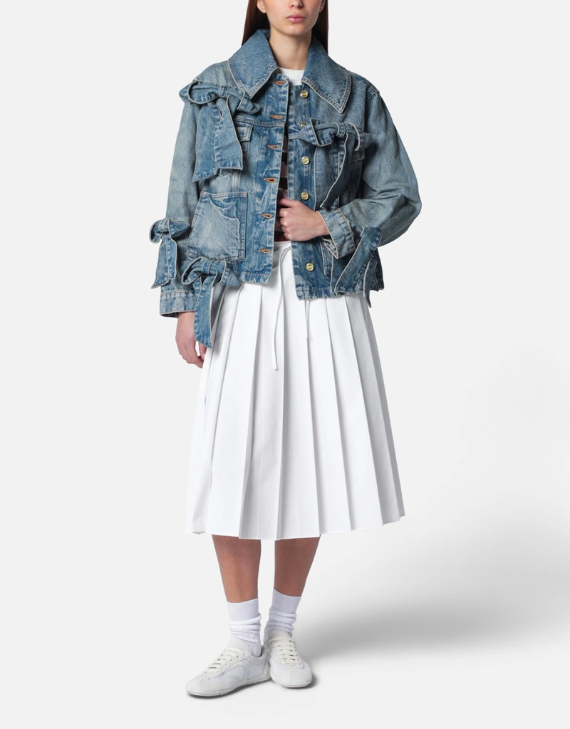 Ganni リジッドデニムジャケット ボウ付き (すべての新品) IFCHIC.COM