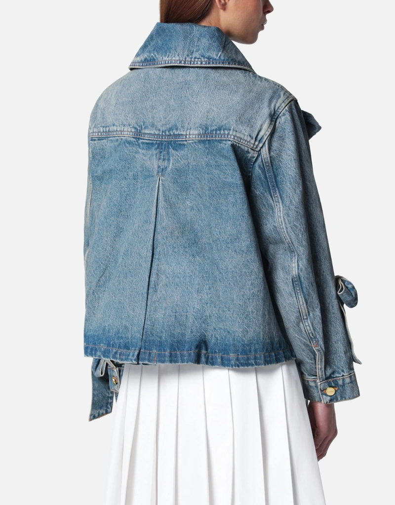 Ganni リジッドデニムジャケット ボウ付き (すべての新品) IFCHIC.COM