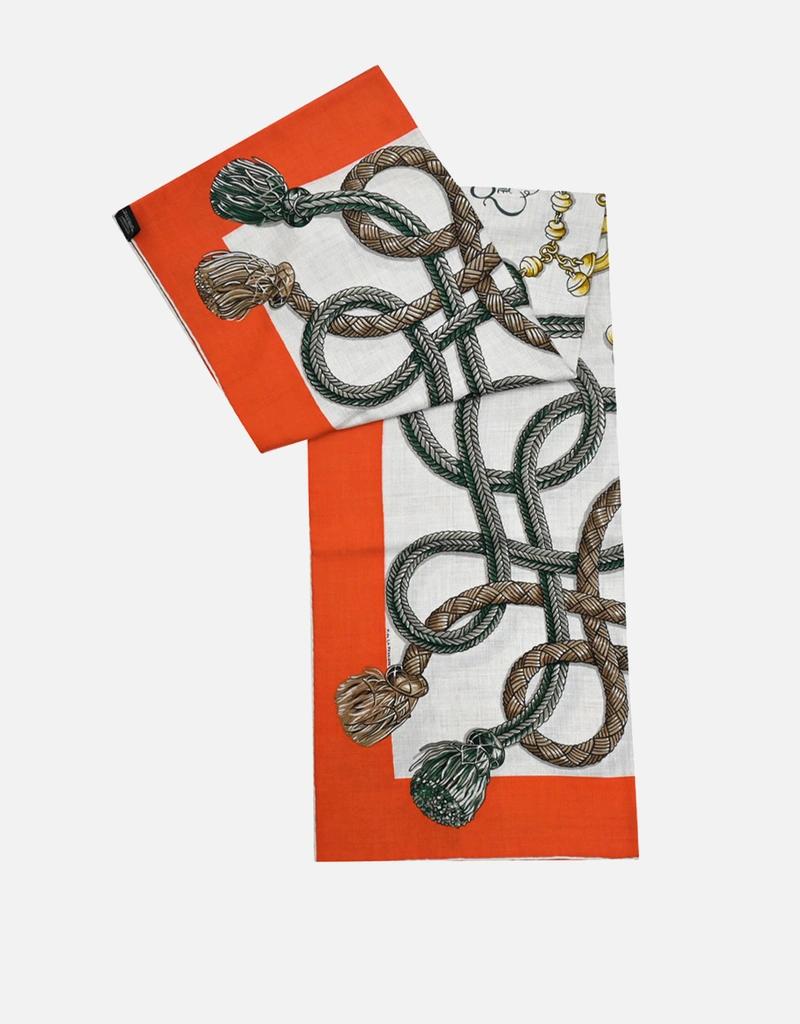 HERMES エルメス　シルクシフォンショールH柄フリンジ付き Hermès エルメスパレフロワ140カシミアシルクショール () IFCHIC.COM