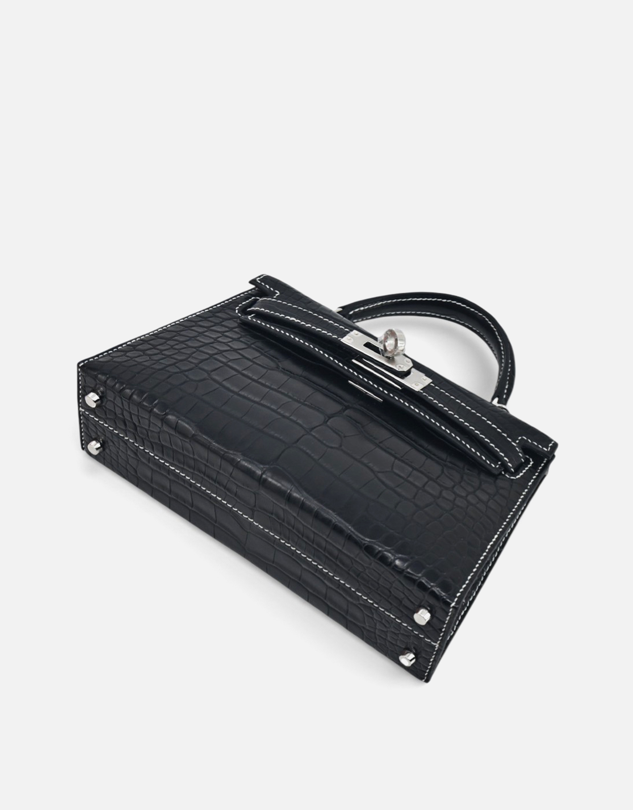 Hermès エルメスミニケリーⅡアリゲーターレザーハンドバッグ