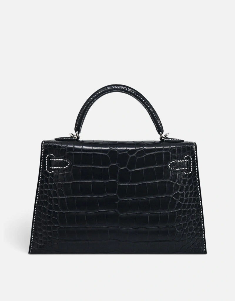 Hermès エルメスミニケリーⅡアリゲーターレザーハンドバッグ