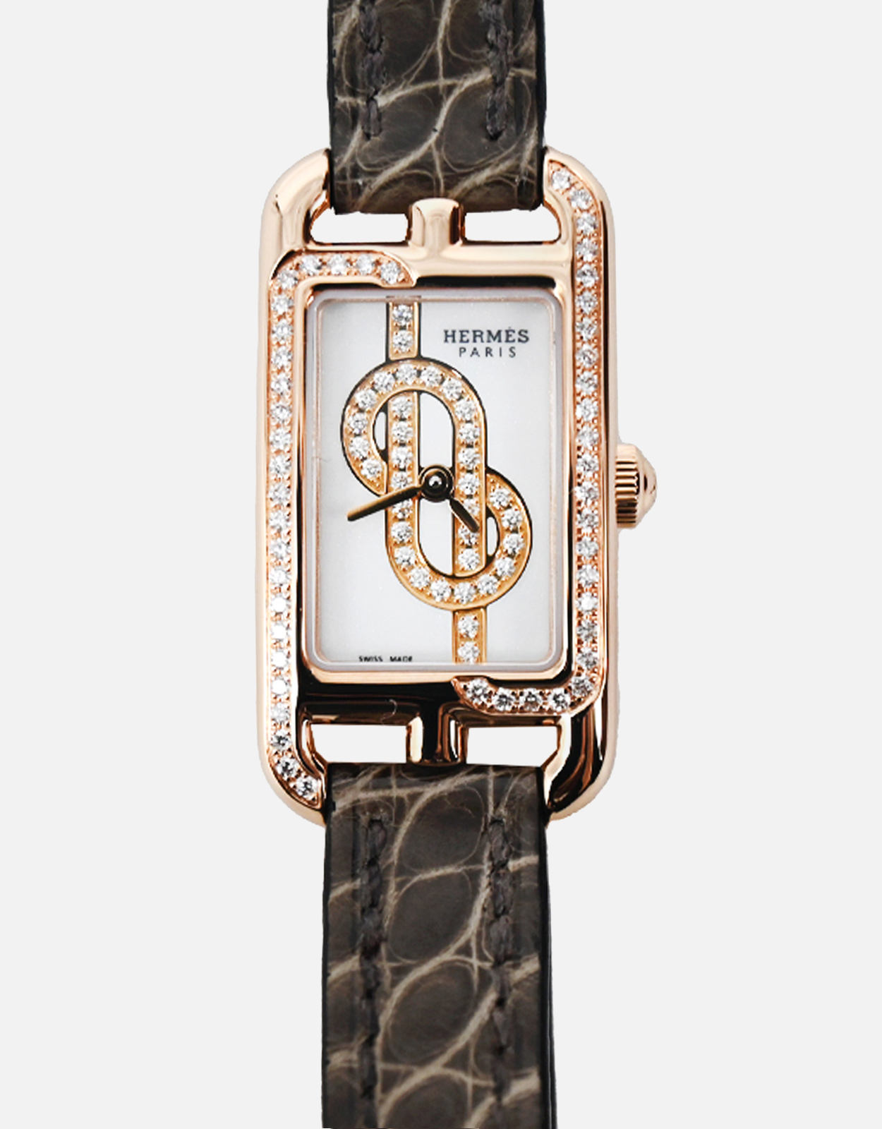 Hermès エルメスナンタケット29mmアリゲーターレザーレディース腕時計
