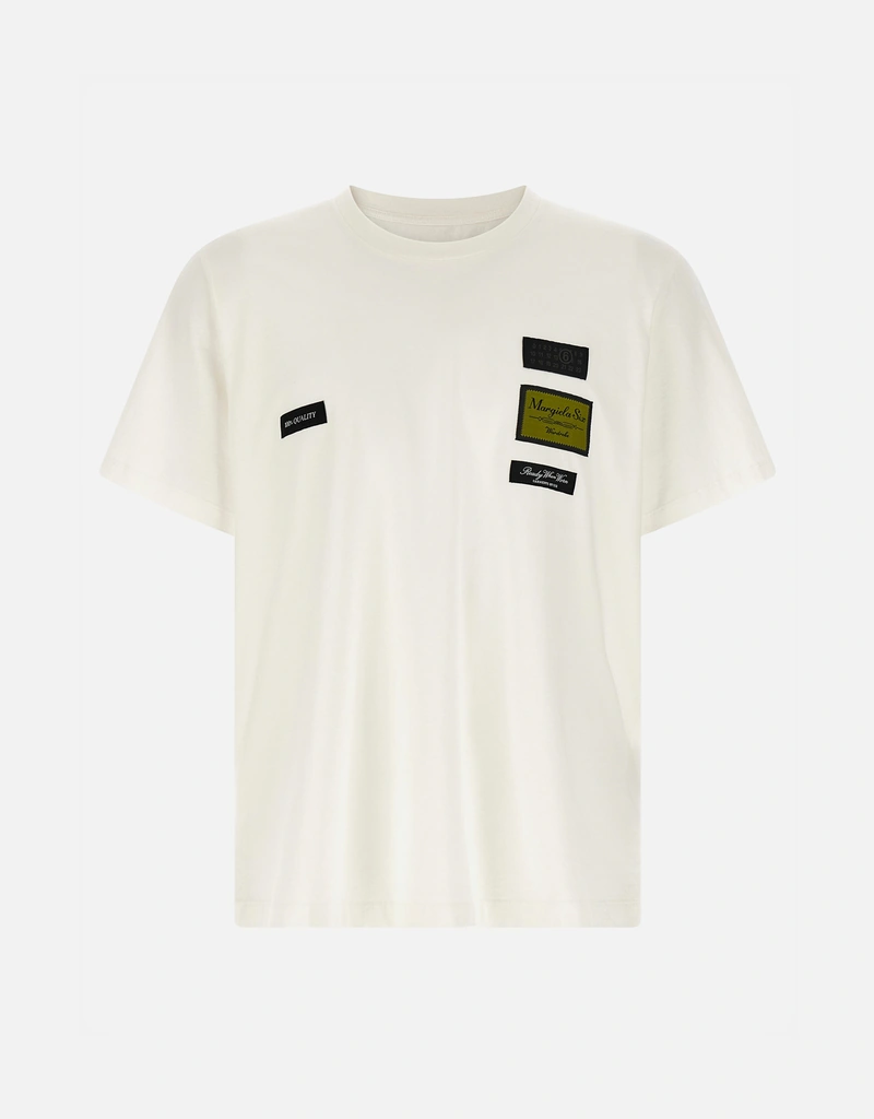 MM6 Maison Margiela メンズラベルパッチコットンクルーネックTシャツ