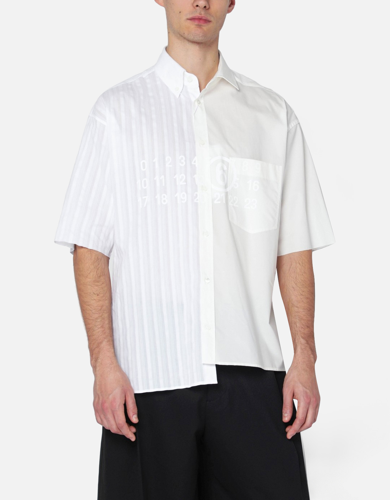 MM6 Maison Margiela Men's Two-Tone Cotton Poplin Shirt (Shirts
