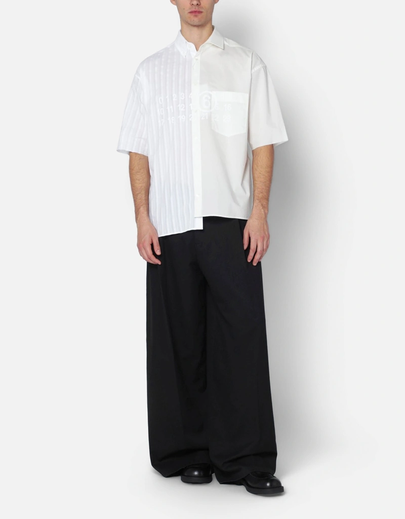 MM6 Maison Margiela メンズ ツートーン コットンポプリンシャツ