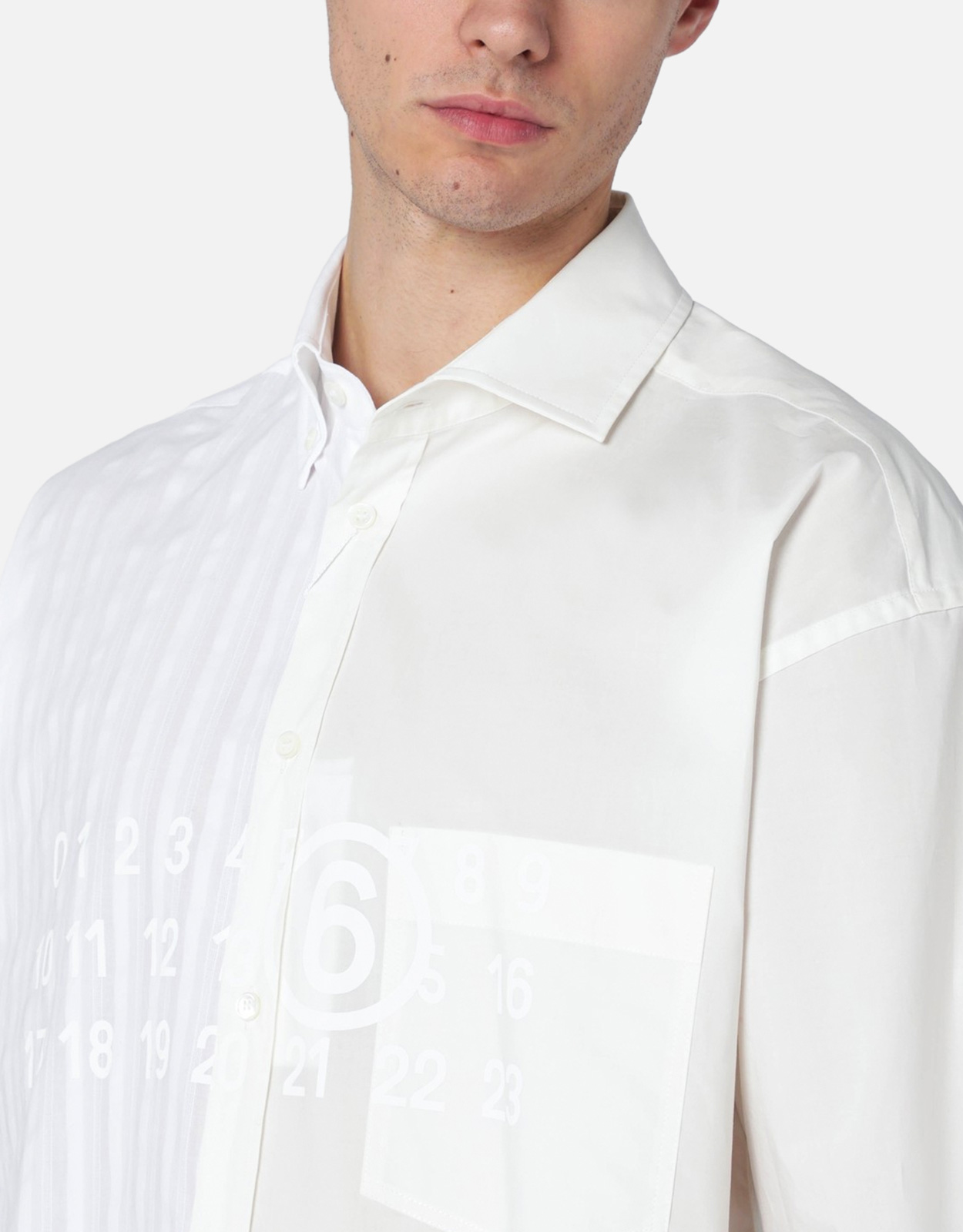 MM6 Maison Margiela メンズ ツートーン コットンポプリンシャツ