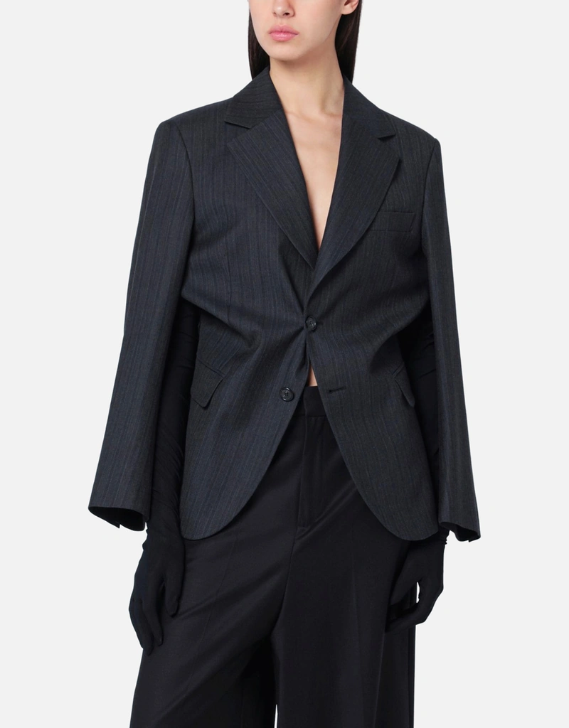 MM6 Maison Margiela ウールブレンド ストライプ テーラードジャケット