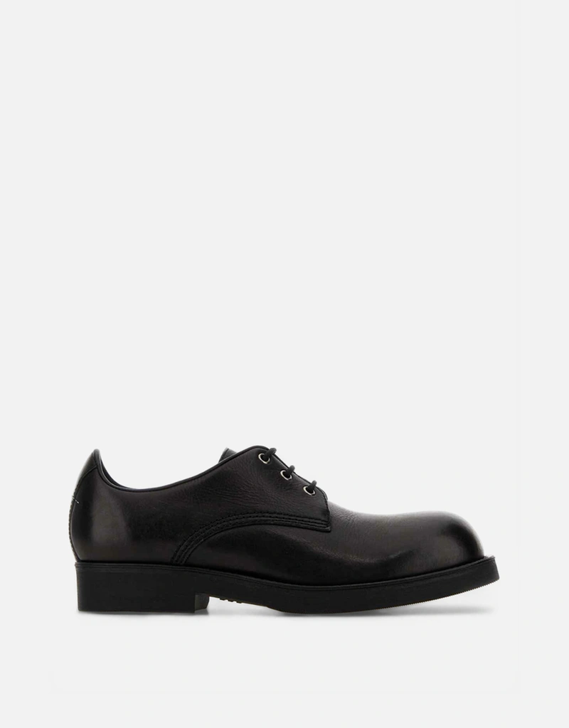 MM6 Maison Margiela メンズ ブラック ペブルレザー レースアップ