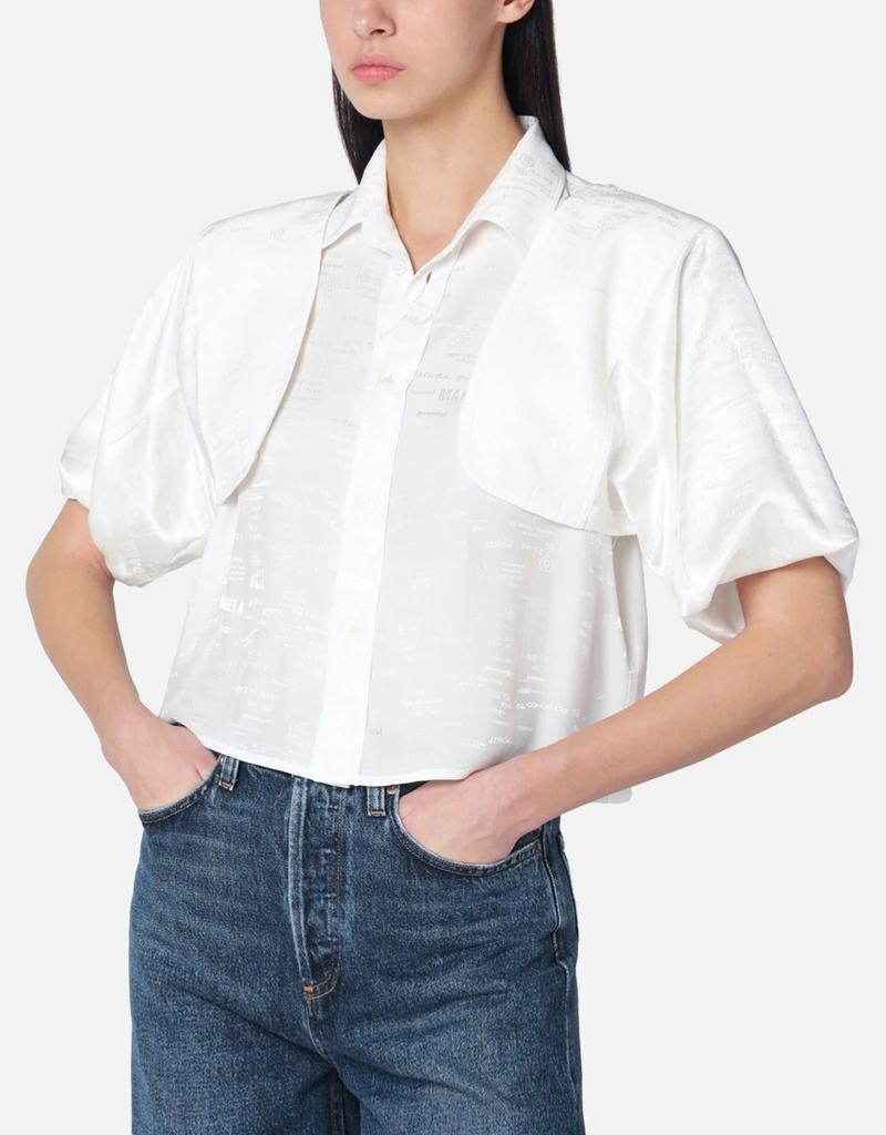 mm6--lc コンプセット MM6 Maison Margiela ジャカード コンバーチブル シャツ (トップス