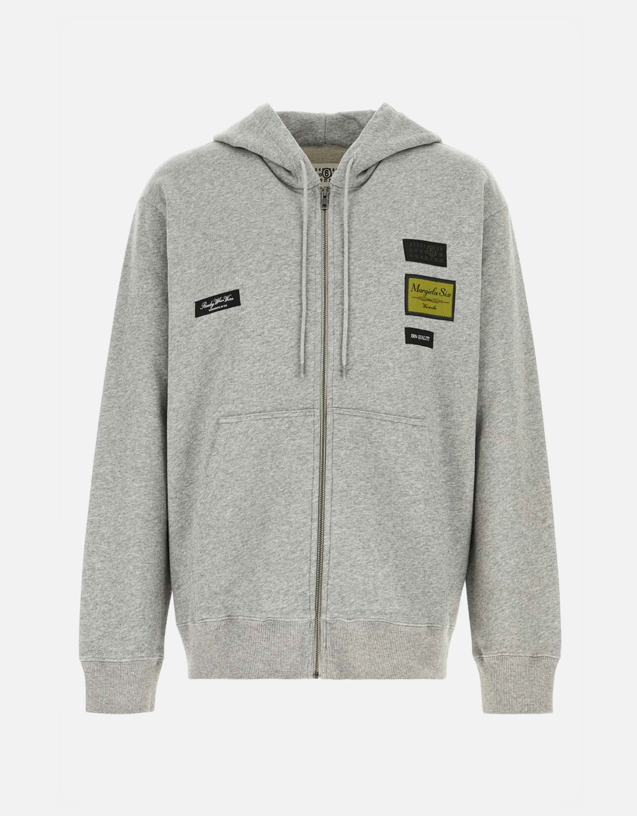 MM6 Maison Margiela パーカー グレーM MM6 Maison Margiela Men's Jacquard Label Hooded Cotton Sweatshirt