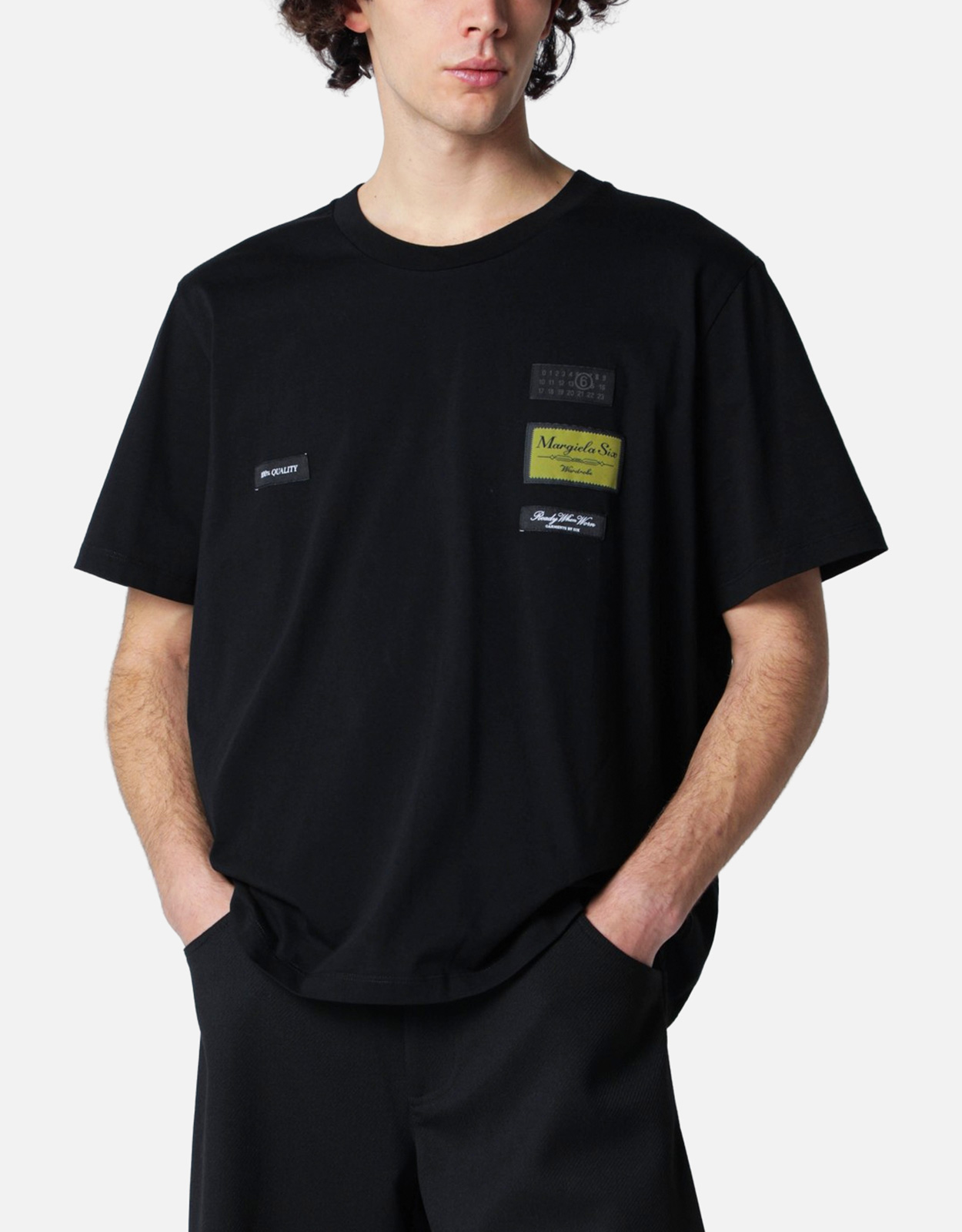 MM6 Maison Margiela メンズラベルパッチコットンTシャツ (アパレル