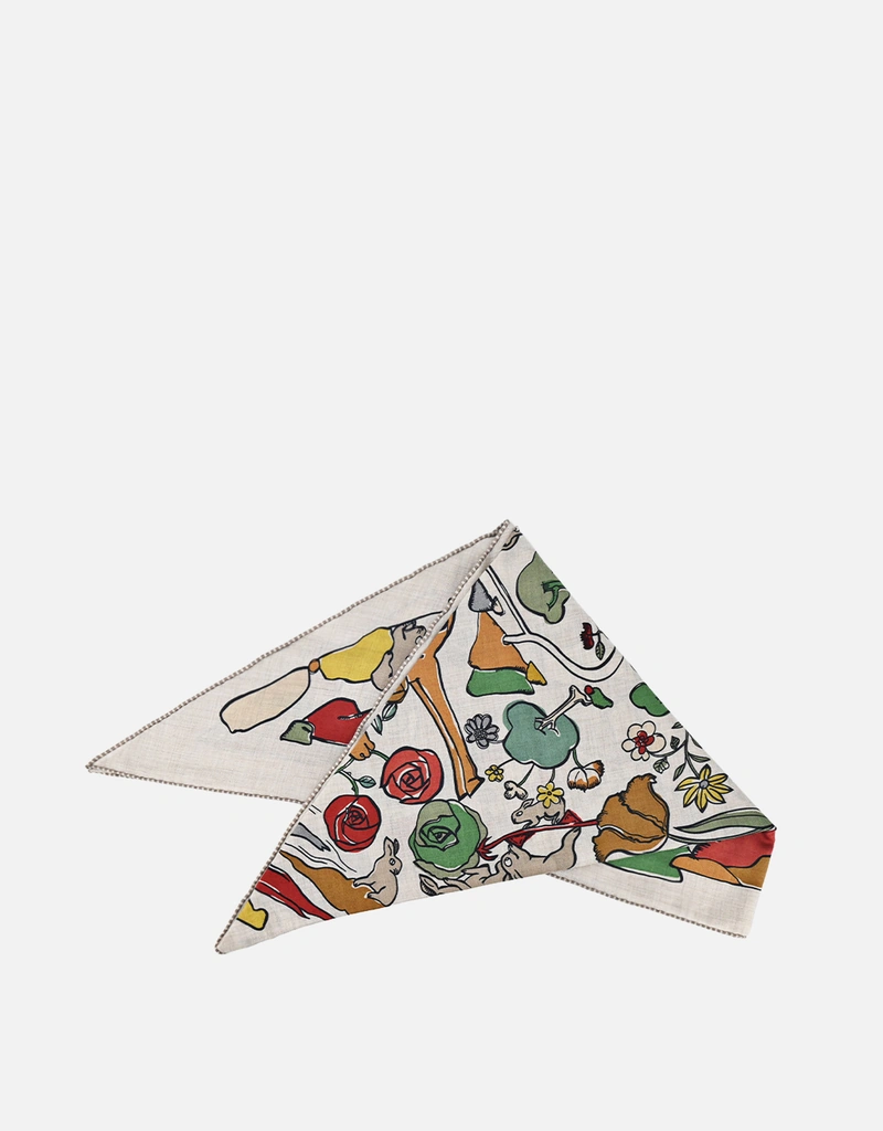 Hermès Hermès Mille Et Un Lapins Cashmere And Silk Triangle Scarf