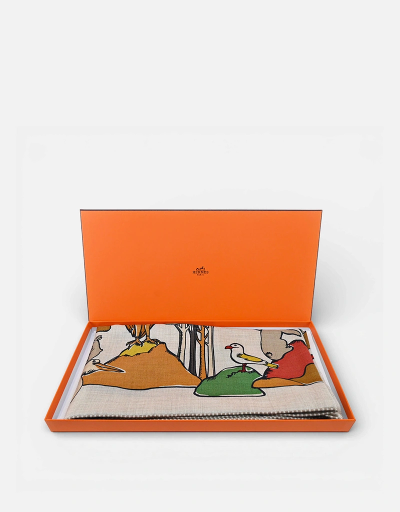 Hermès Hermès Mille Et Un Lapins Cashmere And Silk Triangle Scarf