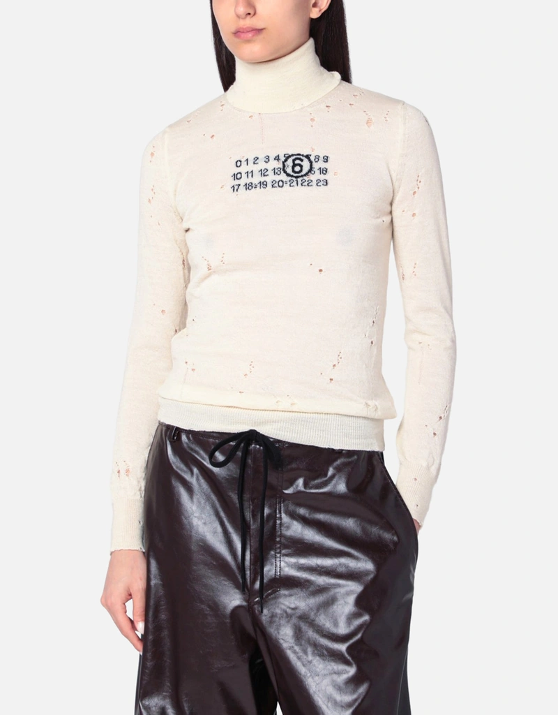 MM6 Maison Margiela ウールダメージタートルネックセーター (トップス