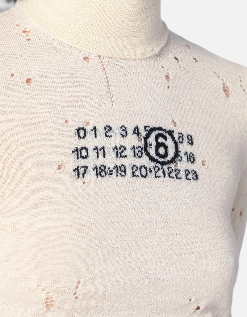 MM6 Maison Margiela ウールダメージタートルネックセーター (トップス