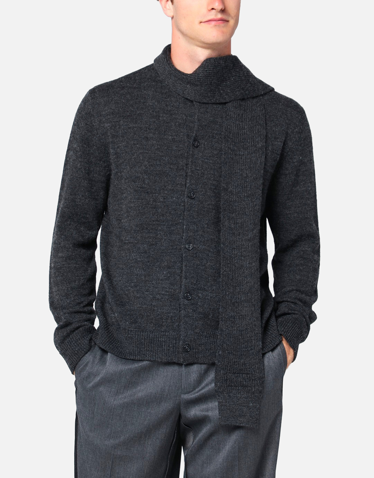 MM6 Maison Margiela Men's Knit Virgin Wool Blend Cardigan With