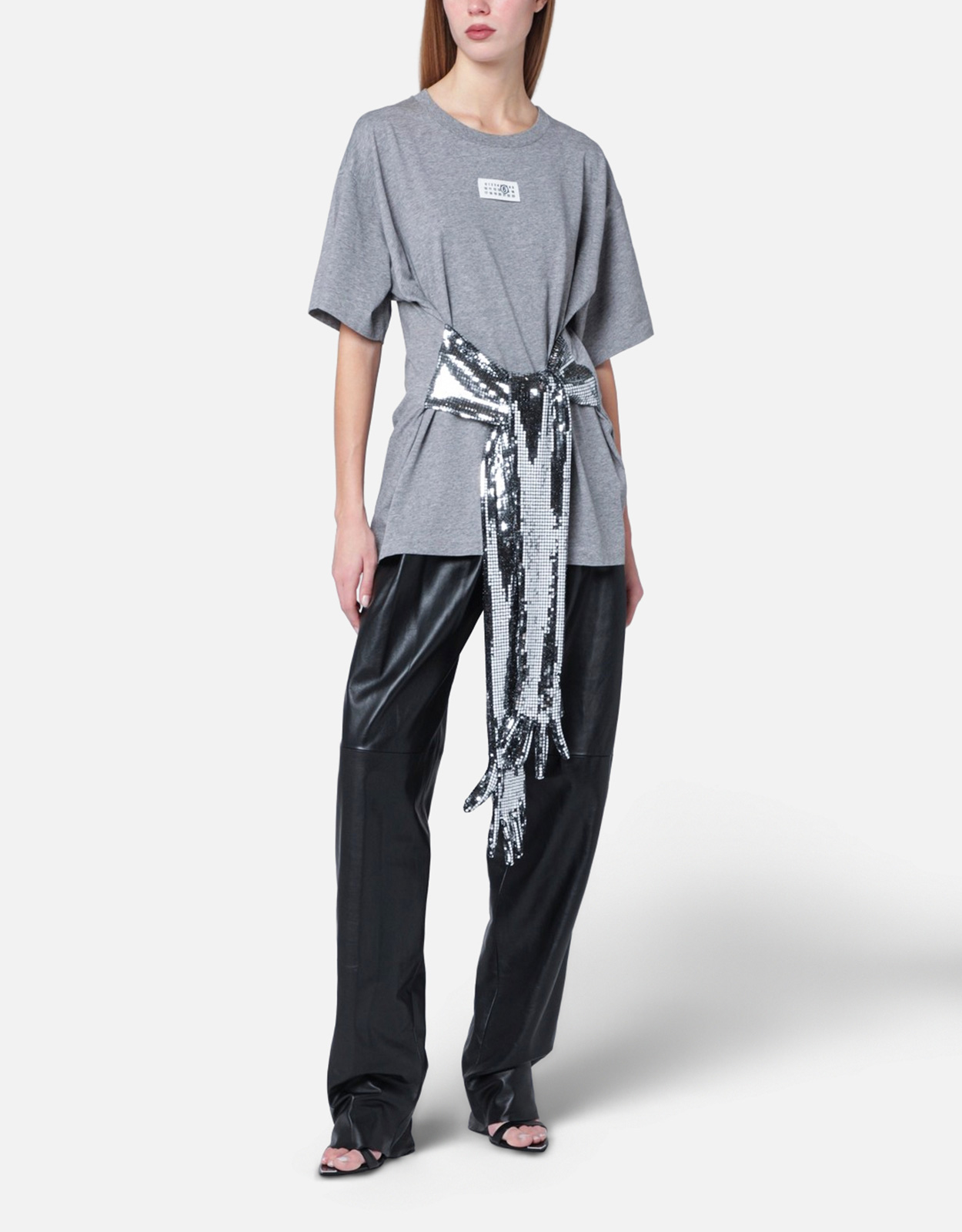 MM6 Maison Margiela フリルTシャツ グレー MM6 Maison Margiela Cotton T-Shirt With Gloves (Tops) IFCHIC.COM