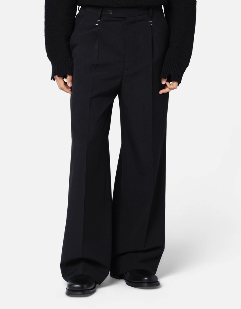 MM6 Maison Margiela メンズ ホワイトステッチ ウール混フルレングス