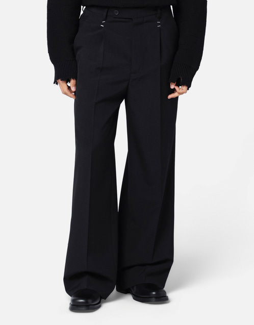 MM6 Maison Margiela メンズ ホワイトステッチ ウール混フルレングス