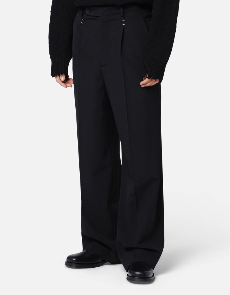 MM6 Maison Margiela メンズ ホワイトステッチ ウール混フルレングス