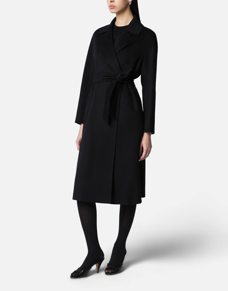 Max Mara Studio ブラックウールベルト付きコート (すべての新品