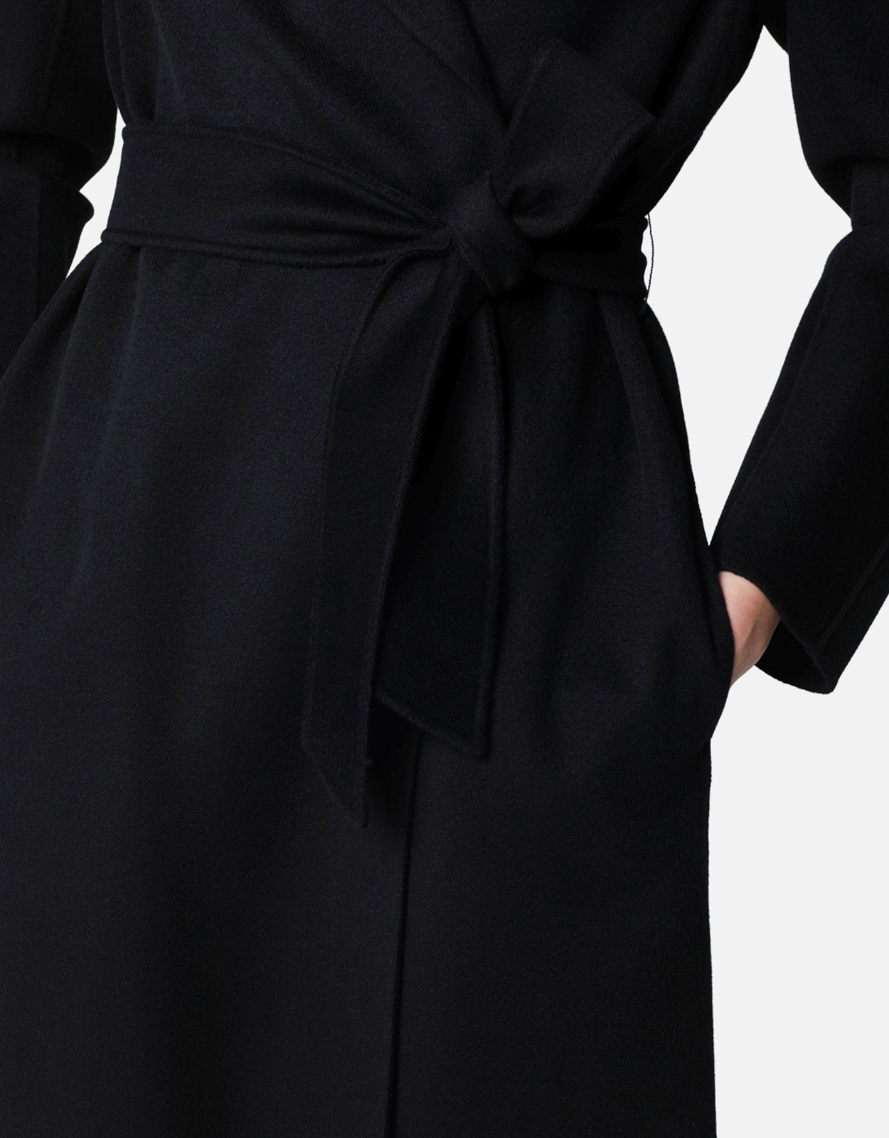 Max Mara Studio ブラックウールベルト付きコート (すべての新品
