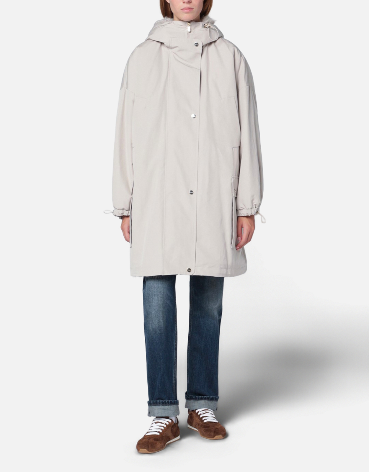 Max Mara Studio ライトベージュコットンブレンドパーカー (すべての