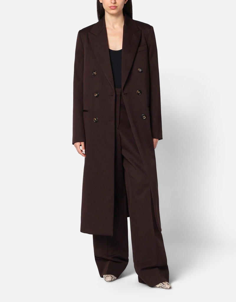 Stella McCartney ダブルブレストプラムウールコート (すべての新品