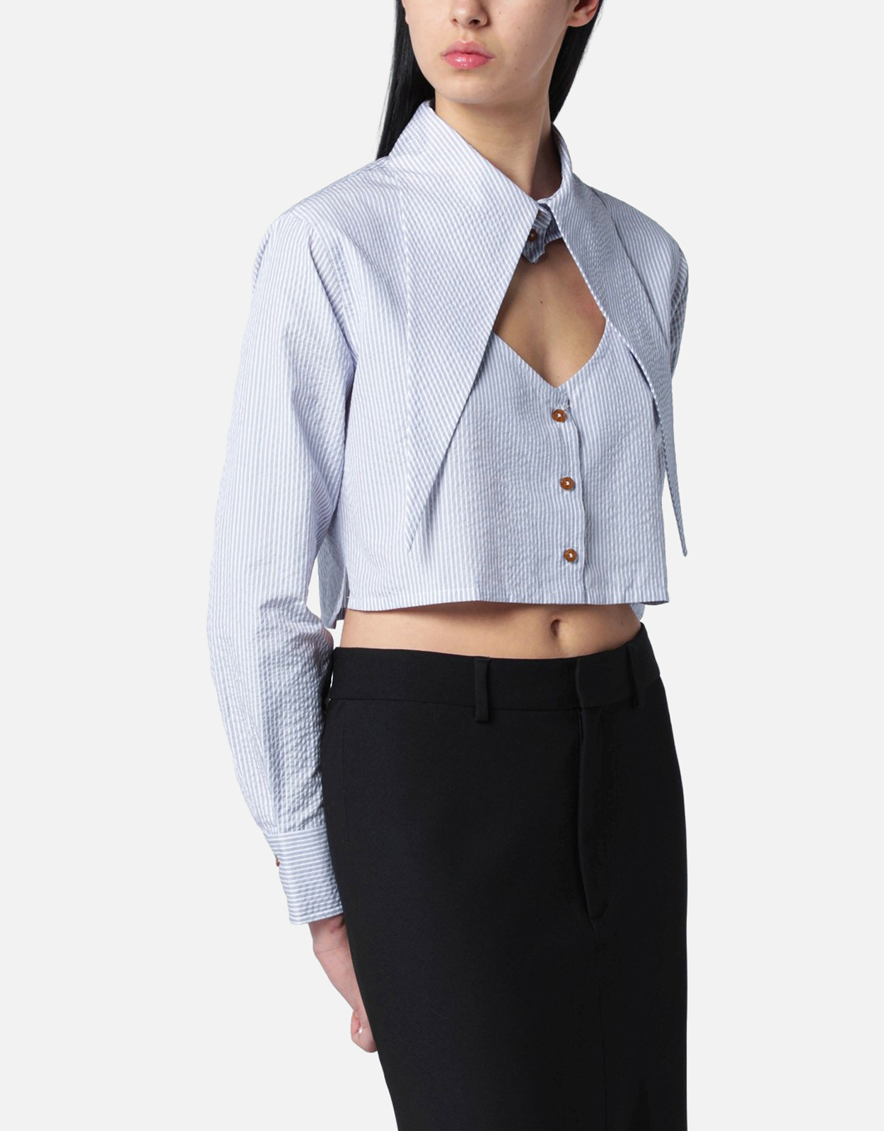 Vivienne Westwood コットンオーバーサイズカラードクロップドシャツ