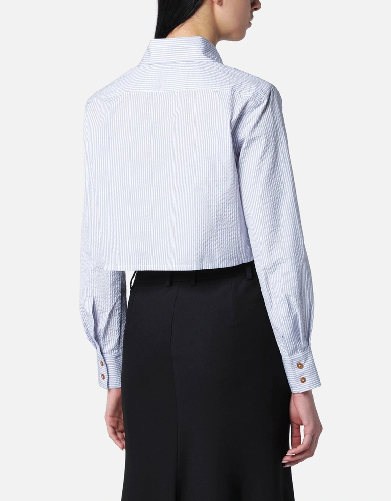 Vivienne Westwood コットンオーバーサイズカラードクロップドシャツ