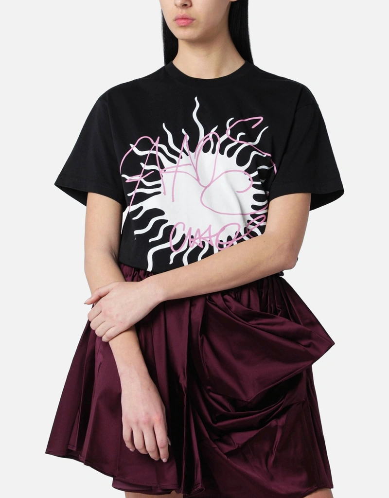Vivienne Westwood ブラック ロゴプリント コットンTシャツ (トップス