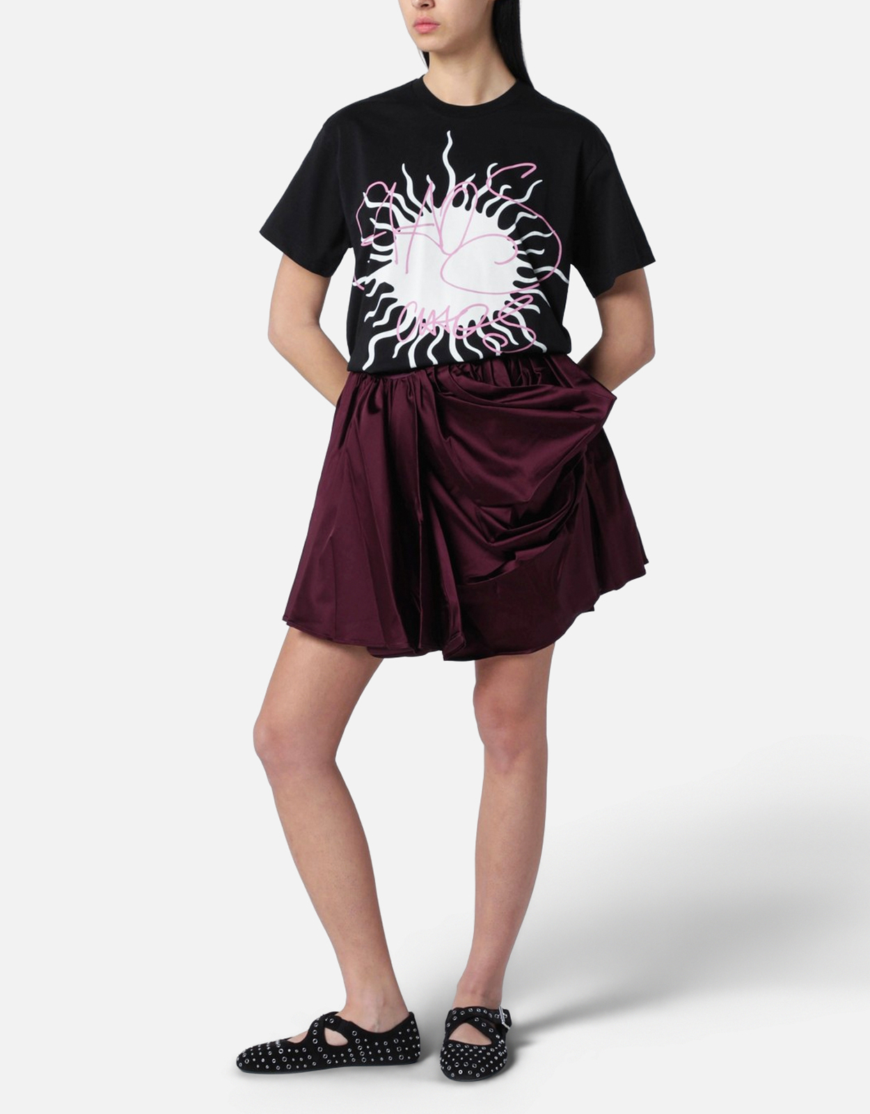 Vivienne Westwood ブラック ロゴプリント コットンTシャツ (トップス