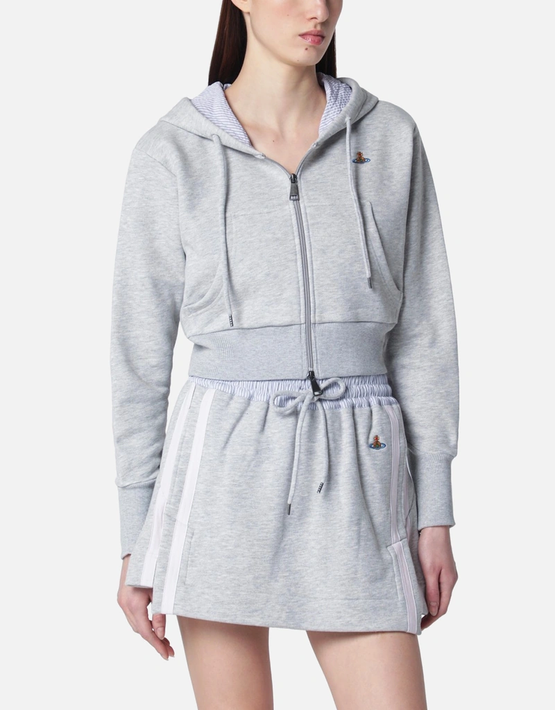 Vivienne Westwood Grey Cropped Sweatshirt With Orb Logo (Tops