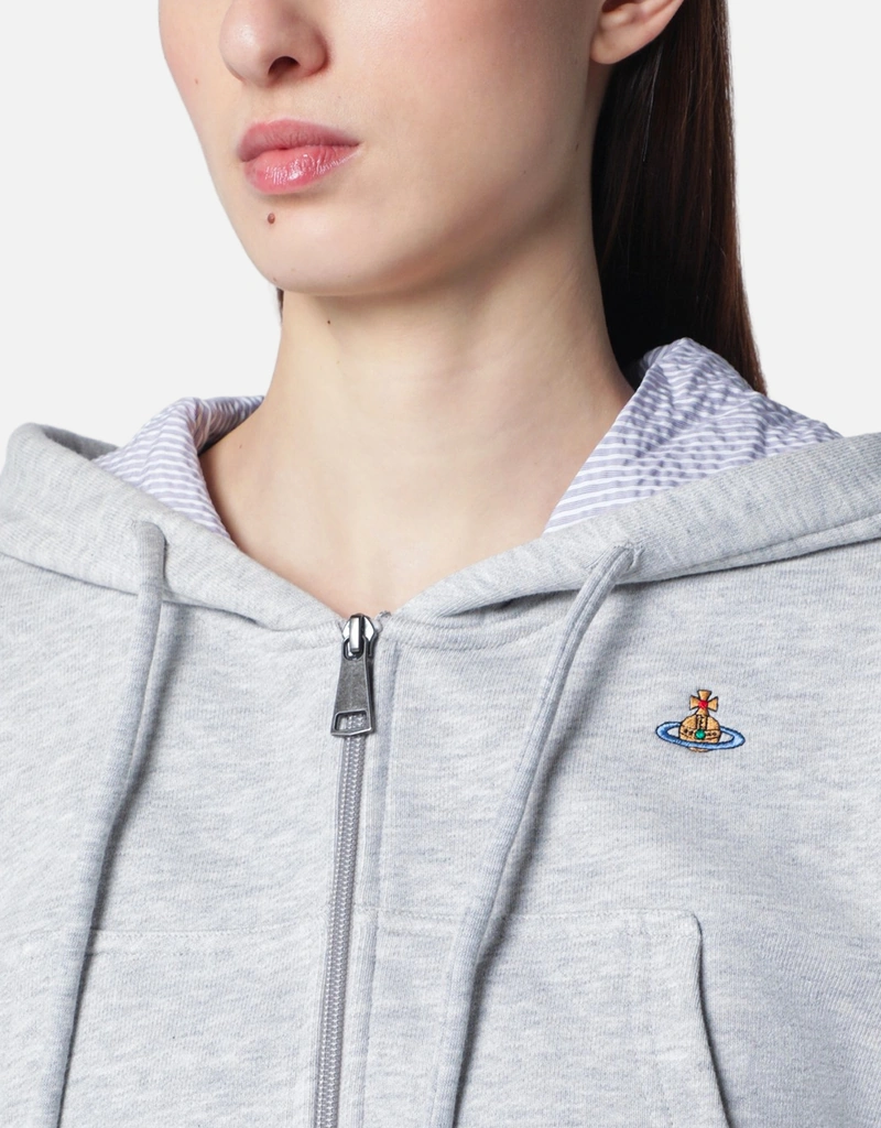 Vivienne Westwood Grey Cropped Sweatshirt With Orb Logo (Tops Vivienne Westwood Grey Cropped Sweatshirt With Orb Logo (Tops