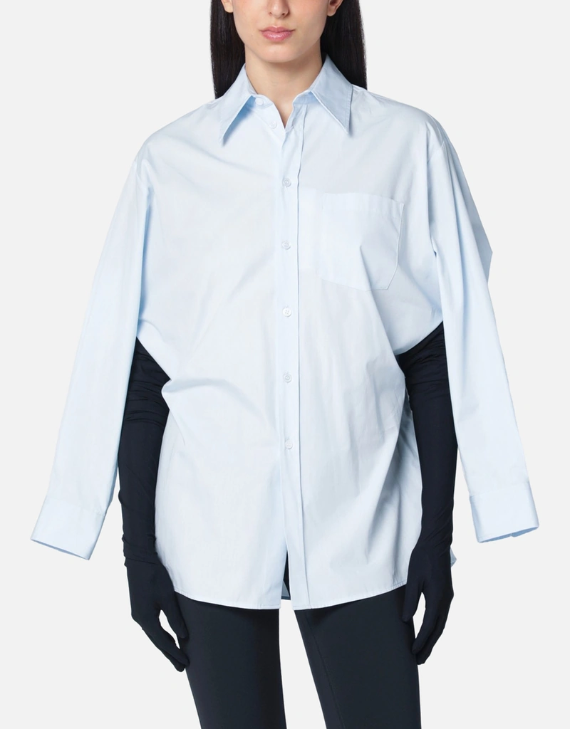 MM6 Maison Margiela ライトブルーコットンシャツダブルスリーブ付き