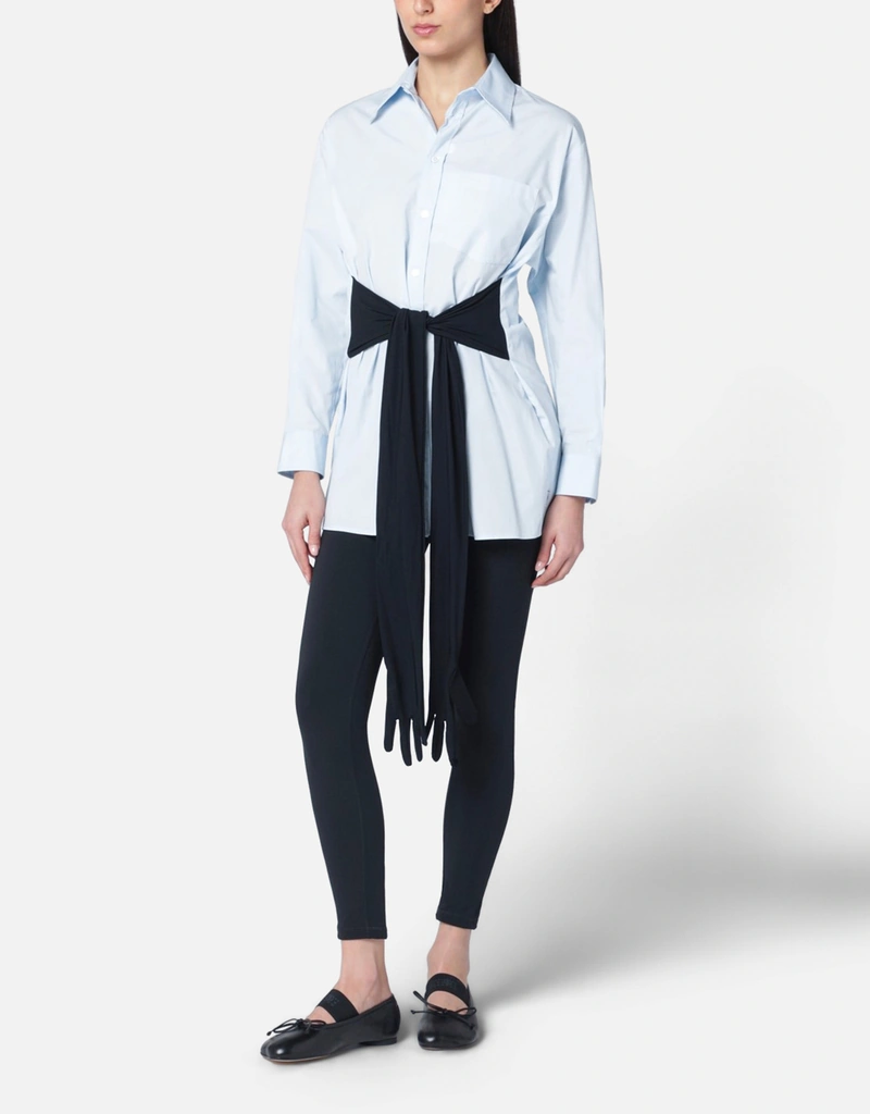 MM6 Maison Margiela ライトブルーコットンシャツダブルスリーブ付き