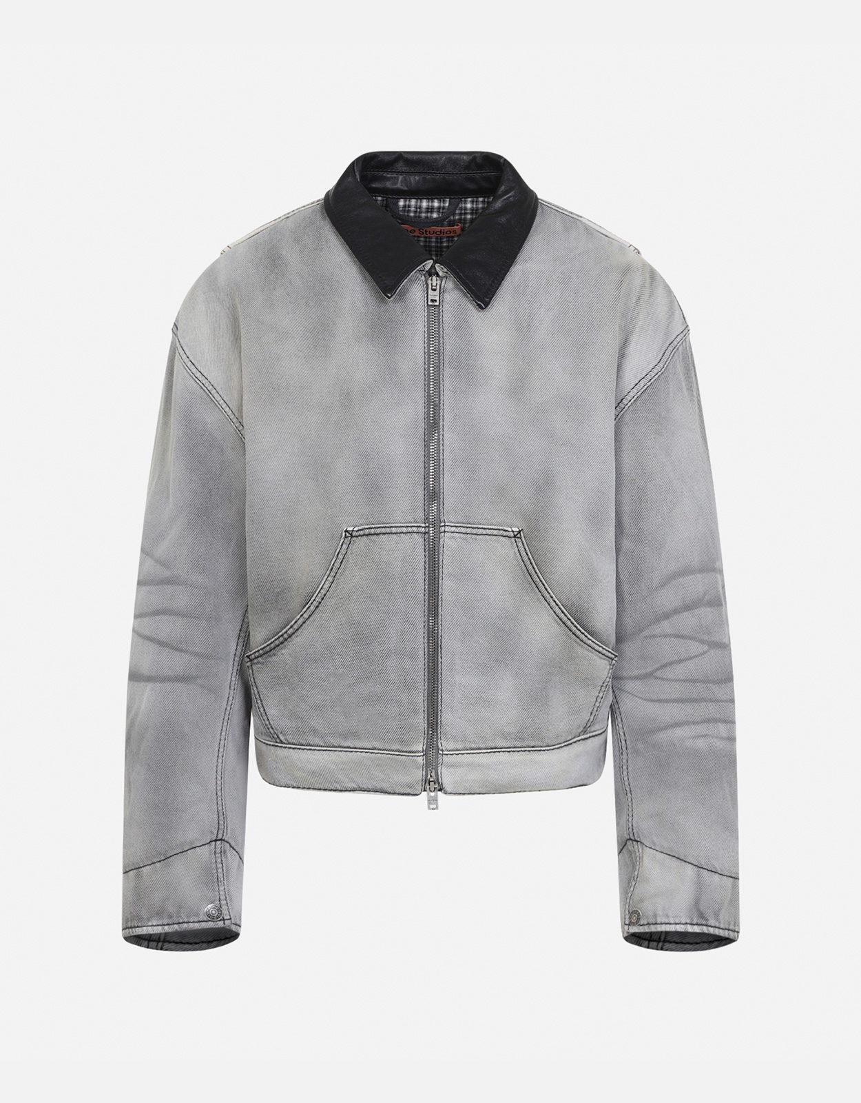 Acne Studios メンズフェードデニムコットンレザーカラージャケット