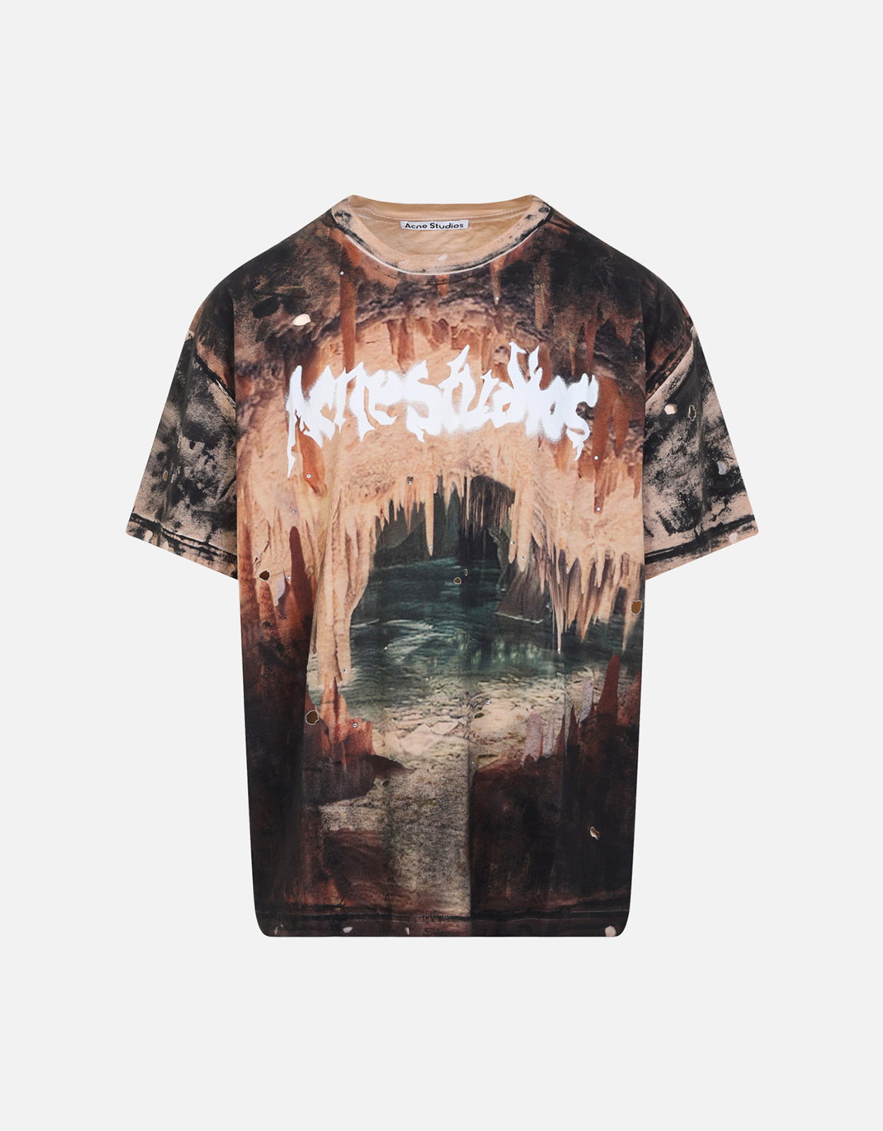 Acne Studios Acne Studios Men's Logo Cotton Gothic Print Rhinestone T-Shirts - S　Acne Studios メンズ ロゴ コットン ゴシック プリント ラインストーン T シャツ - S