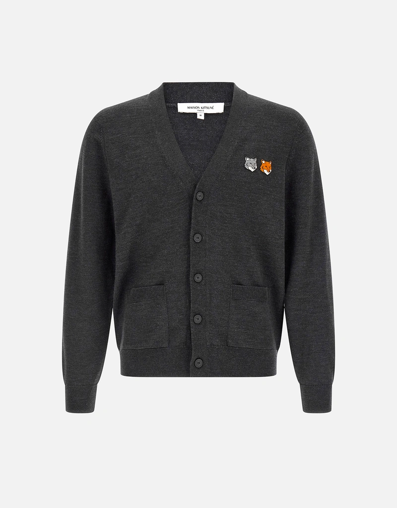 Maison Kitsuné メンズDouble FoxウールVネックカーディガン (すべての