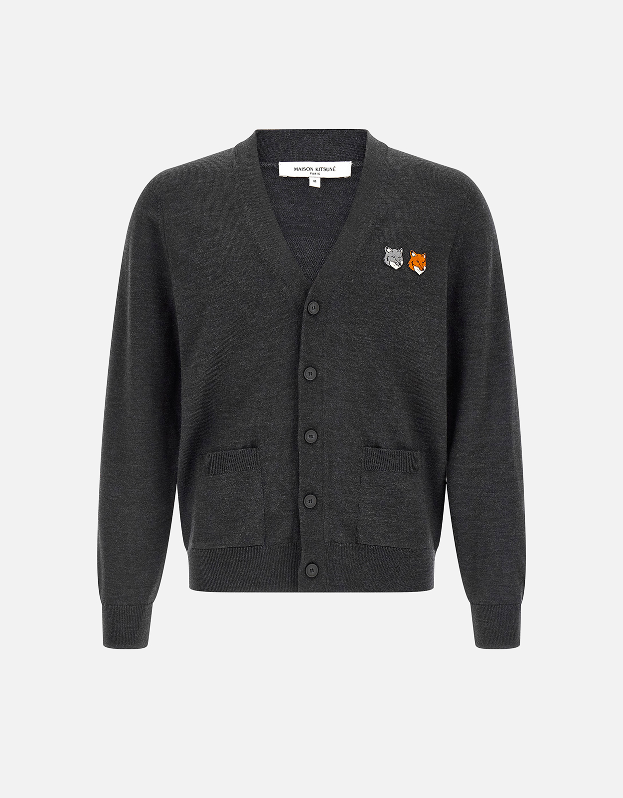Maison Kitsuné メンズDouble FoxウールVネックカーディガン (すべての