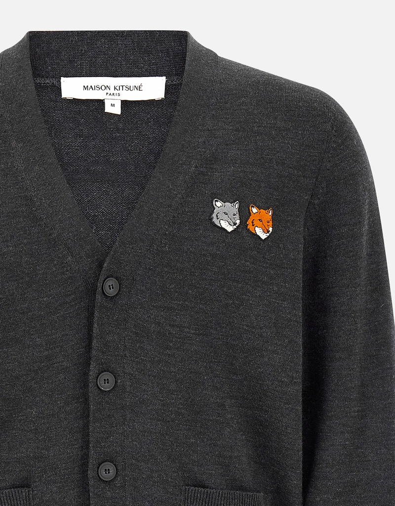 Maison Kitsuné メンズDouble FoxウールVネックカーディガン (すべての