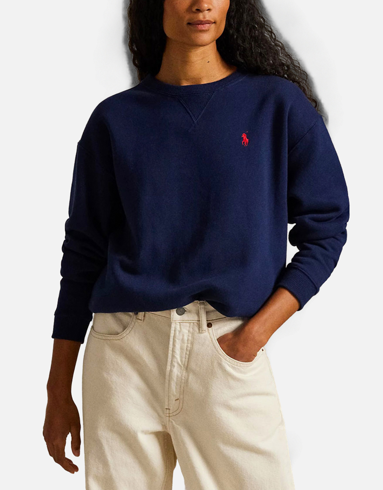 Ralph Lauren ネイビー クルーネックスウェット M Polo Ralph Lauren コットンフリースリラックスフィットクルーネック