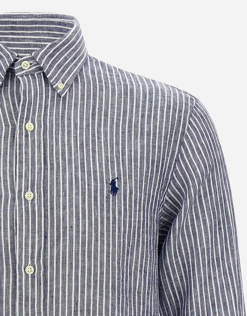 Polo Ralph Lauren メンズストライプリネンカスタムフィットシャツ