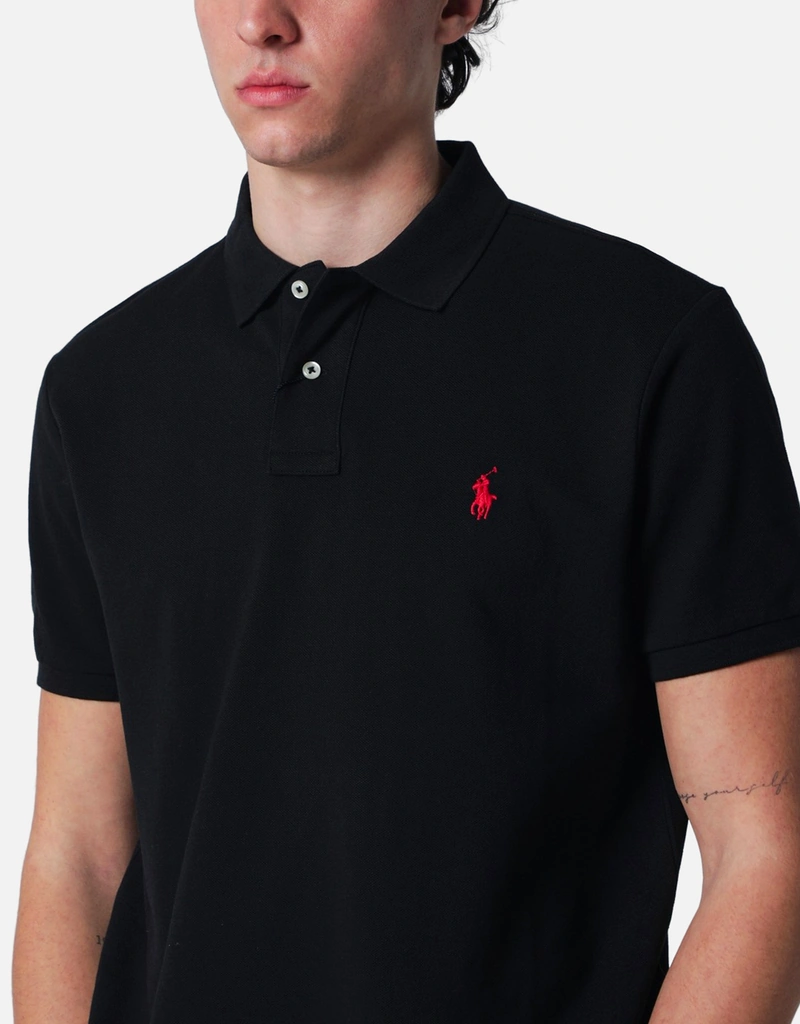 POLO RALPH LAUREN ブラック ポロシャツ カスタムスリムフィット Polo Ralph Lauren メンズ カスタムスリムフィットコットンポロシャツ