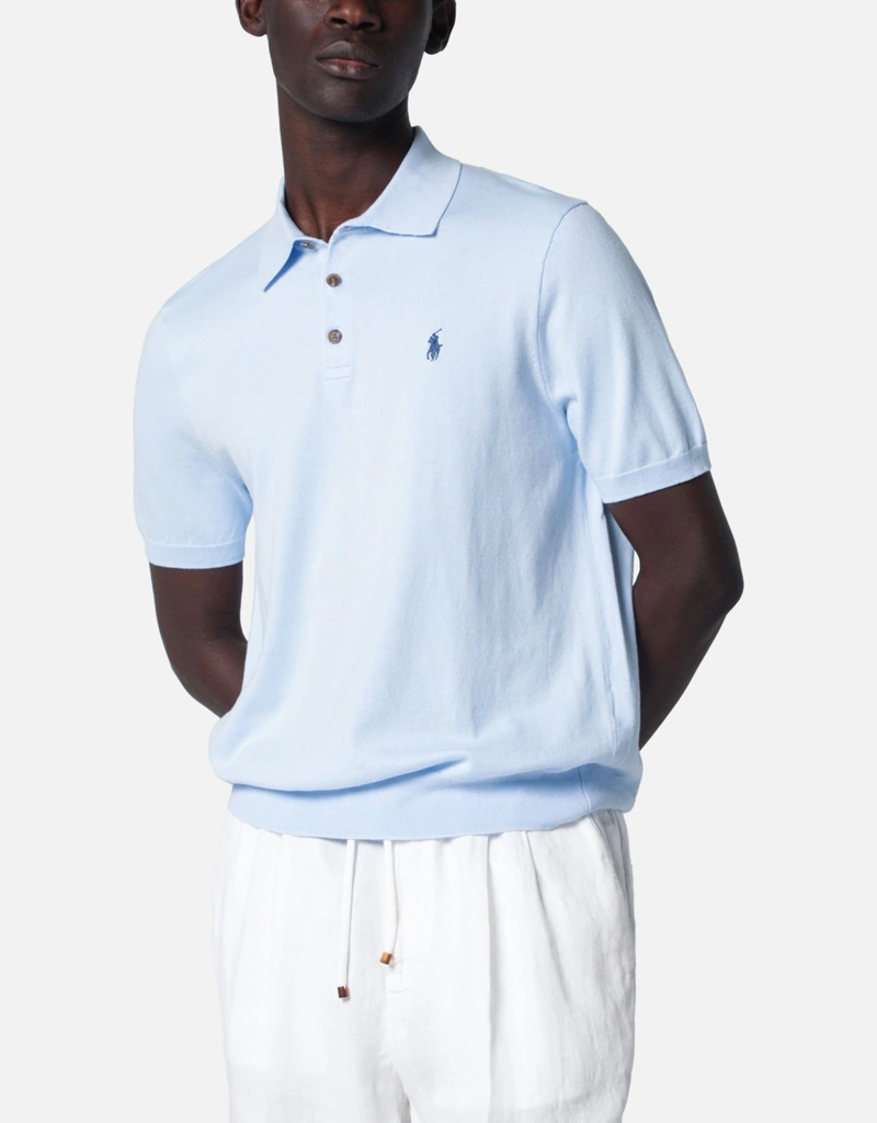 Polo Ralph Lauren メンズコットンライトブルーポロシャツ (シャツ