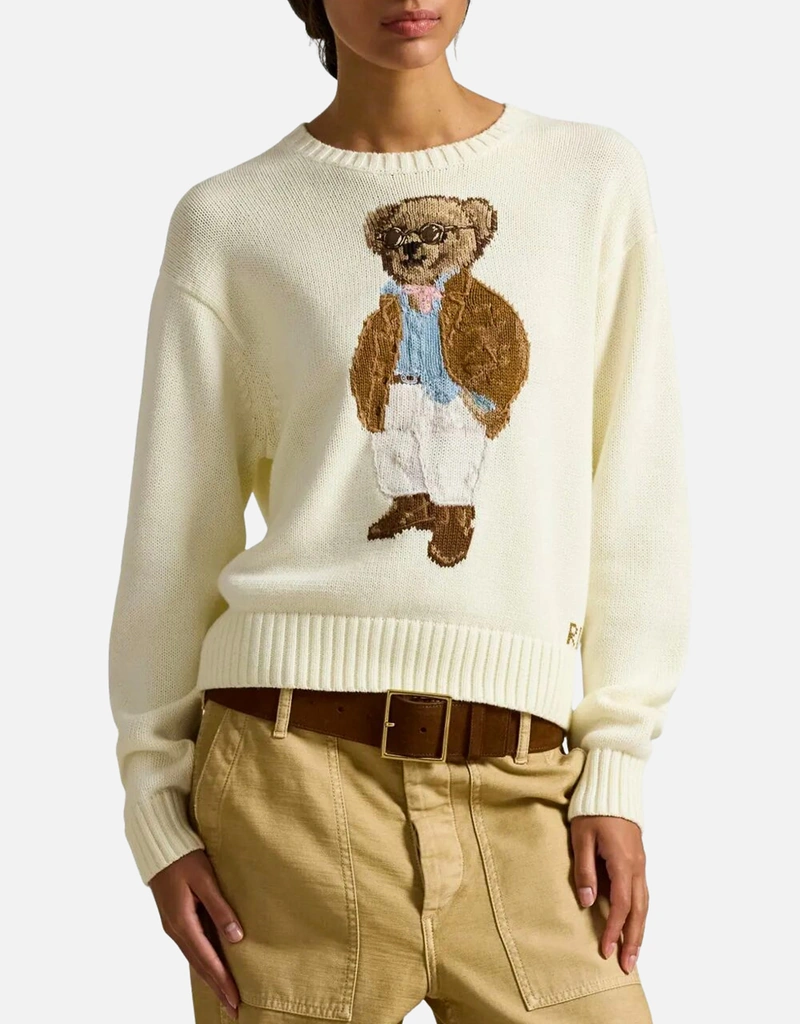 POLO RALPH LAUREN ポロベア コットン ニット ベージュ XS Polo Ralph Lauren ポロベア コットン クルーネック セーター (すべて