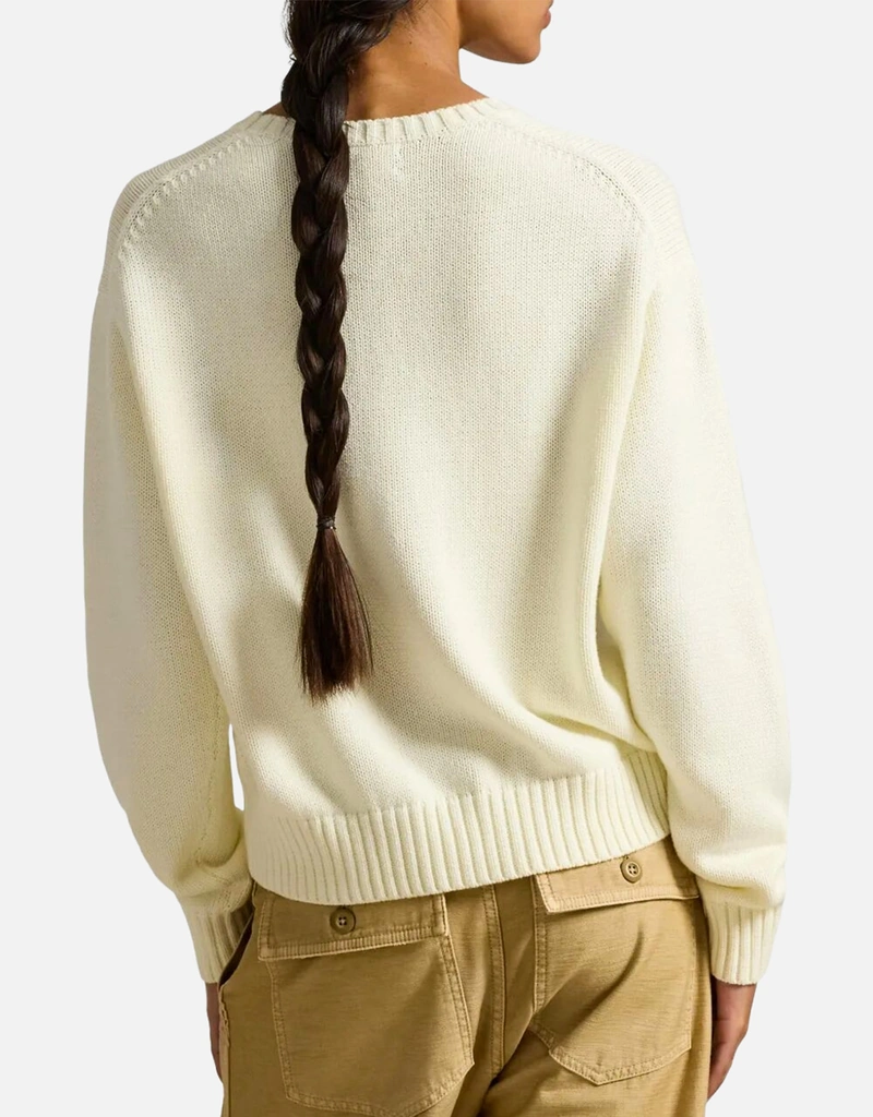 XS ベージュ ニット コットン ポロベア LAUREN RALPH POLO Polo (すべて セーター クルーネック コットン ポロベア Lauren Ralph トップス