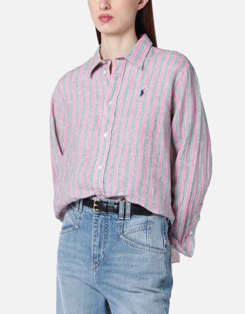 Polo Ralph Lauren ストライプクロップドボクシーフィットリネンシャツ