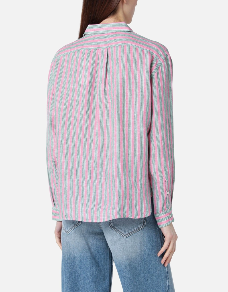 Polo Ralph Lauren ストライプクロップドボクシーフィットリネンシャツ